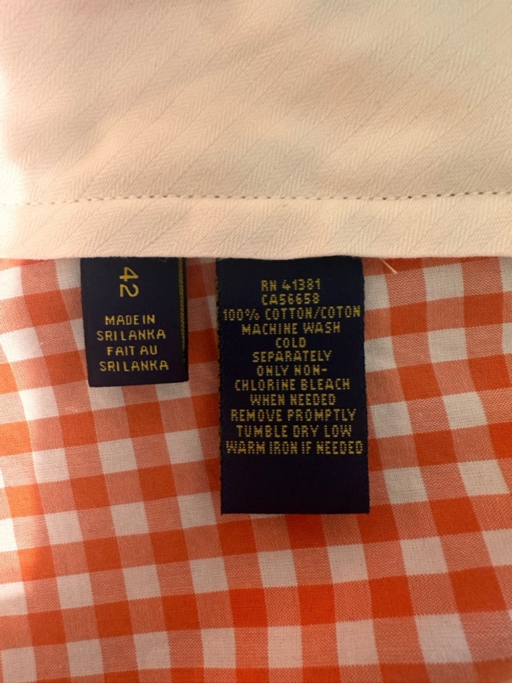 Men’s Polo Ralph Lauren Orange & White Checkered Shorts Size 42– Like New - Picture 4 of 4